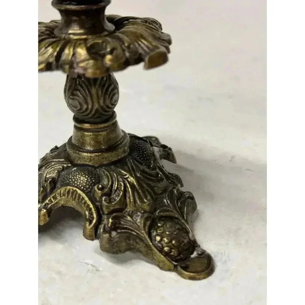 Vintage Italian Ornate Brass Candlestick Holder - Picture 3 of 10